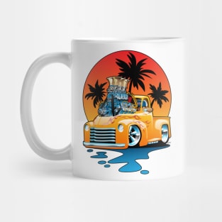 Classic American Hot Rod Pick-up Truck with Sunset Cartoon Mug